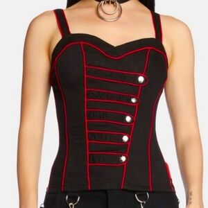 1X Tripp Red and Black band corset top